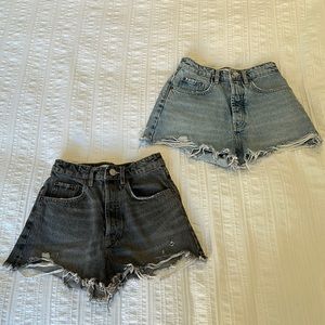 Zara Distressed High Rise Jean Shorts
